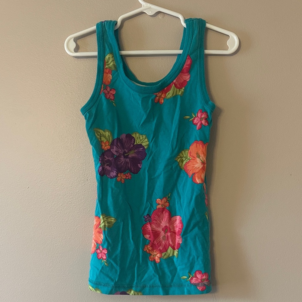Girls Cherokee Teal Floral Tank Top